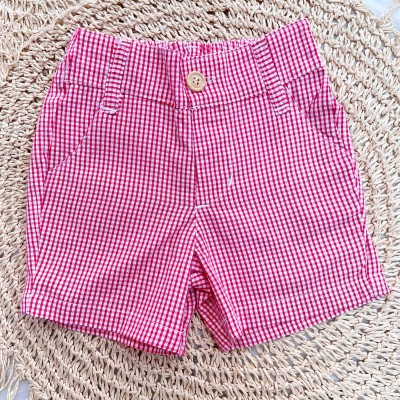 Conj Camisa Polo e Short Xadrez Vermelho